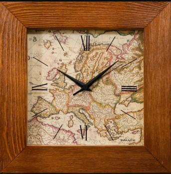 Часы настенные "Карта" элитные, настенные часы руководителю, дерево